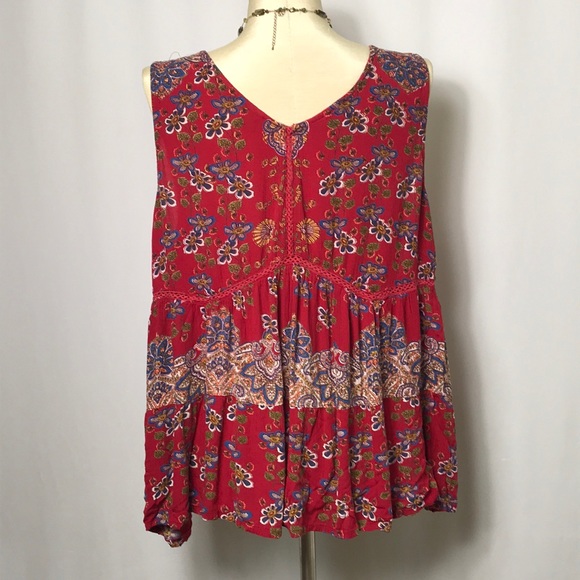 🌻 3/25 🌻 Angie Boho Paisley Ruffle Tank Top - Picture 4 of 9